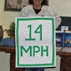 Betsy as the 14 mph sign, Halloween 2012